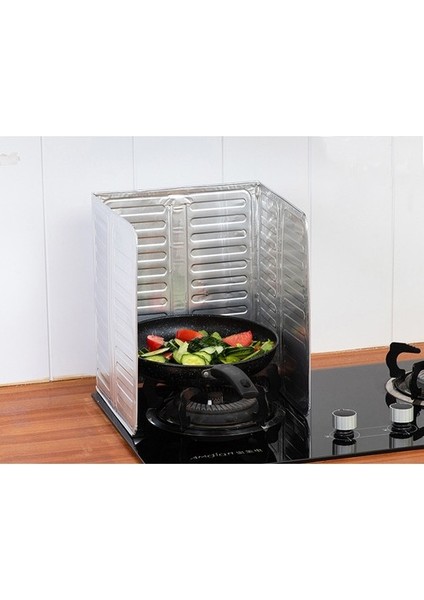 Ocak Yağ Sıçrama Koruyucu Katlanır Alüminyum Levha - Kolay Silinir Piknik Tüpü Rüzgar Önleyici Panel