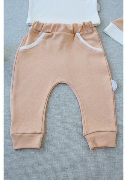 bbyx 3-6 6-9 9-12 Ay Full Star Nakışlı Şapkalı Uzun Kollu Sweat 3lü Erkek Bebek Takımı modelleri