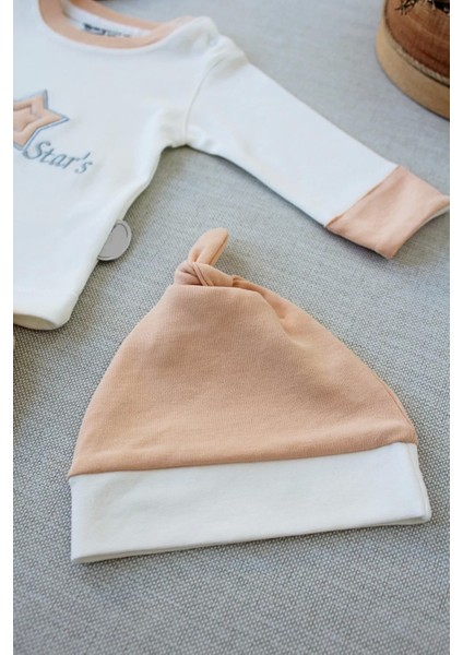 bbyx 3-6 6-9 9-12 Ay Full Star Nakışlı Şapkalı Uzun Kollu Sweat 3lü Erkek Bebek Takımı fırsatları