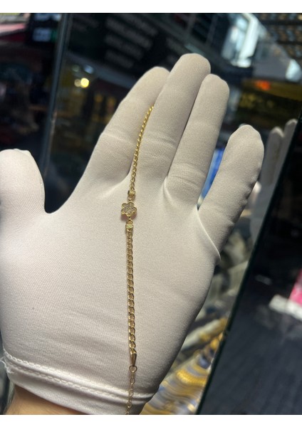 14 Ayar Altın Bileklik Tasarım Yonca modelleri