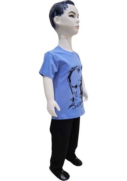 Atatürk Baskılı Mavi Tişört Siyah Pantolon Takım fiyatları