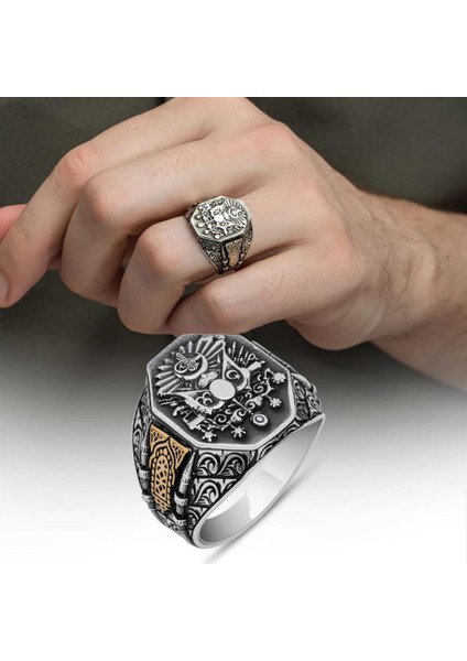 Osmanlı Devleti Armalı 925 Gümüş Erkek Yüzük