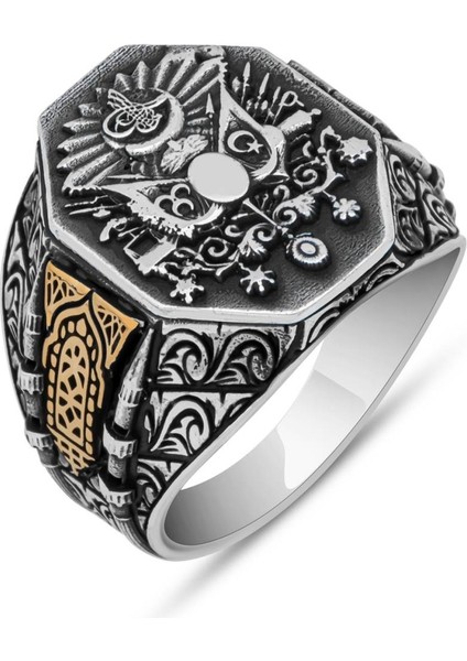 Osmanlı Devleti Armalı 925 Gümüş Erkek Yüzük fiyatları