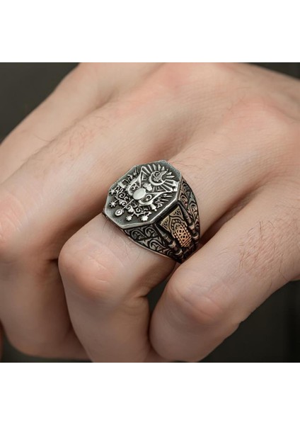 Osmanlı Devleti Armalı 925 Gümüş Erkek Yüzük modelleri