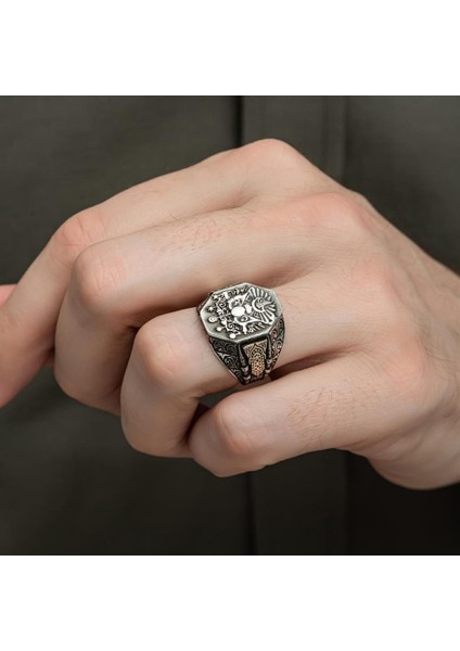 Osmanlı Devleti Armalı 925 Gümüş Erkek Yüzük fırsatları