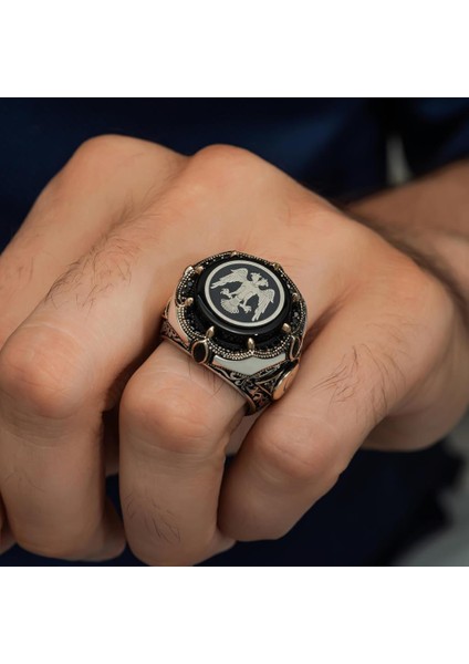 Selçuklu Çift Başlı Kartal Yuvarlak Harfli 925 Gümüş Erkek Yüzük modelleri