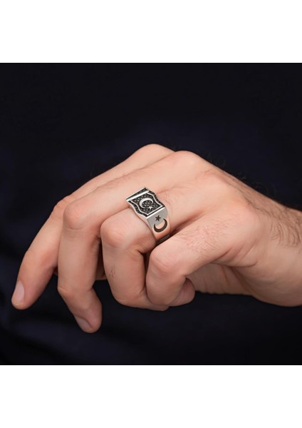 Ayyıldız Bayrak Desenli 925 Gümüş Yüzük modelleri