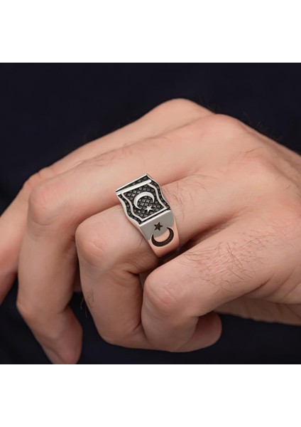 Ayyıldız Bayrak Desenli 925 Gümüş Yüzük fırsatları