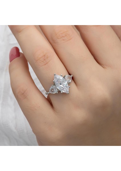 Damla Kesim Zirkon Taşlı Gümüş Tria Yüzük fiyatları