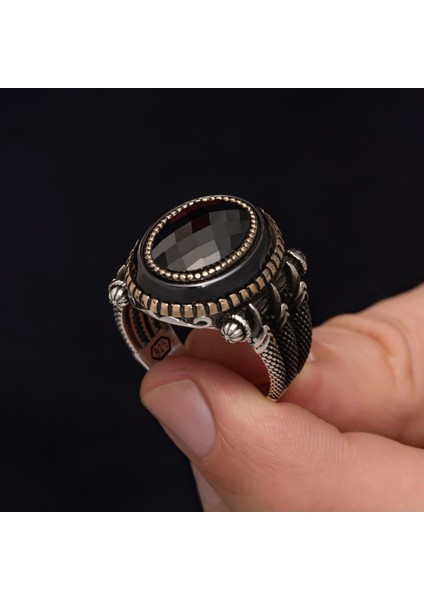 Siyah Taşlı Pençe Motifli 925 Gümüş Erkek Yüzük fırsatları