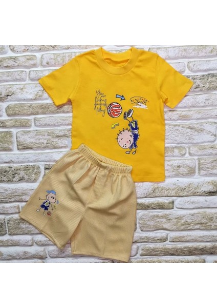 bbyx 1-2-3 Yaş Topçu Erkek Çocuk Baskılı Şortlu Kısa Kollu Tişört 2li Erkek Bebek Takımı