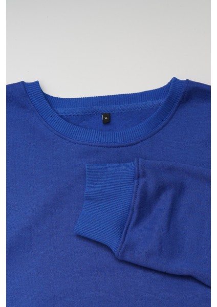 Bisiklet Yaka Sweatshirt New York Yazılı America Şehir Baskılı Mavi Sweat fiyatları