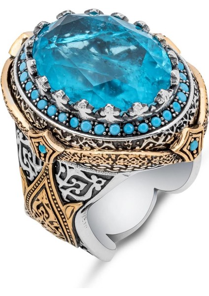 Mavi Paraiba Taşlı Zorbey 925 Gümüş Erkek Yüzük fiyatları