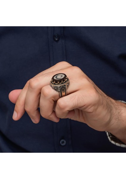 Ayyıldız Desenli Oval 925 Gümüş Yüzük fırsatları