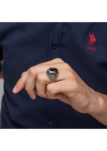 Mistik Topaz Taşlı Dalga Desen 925 Gümüş Yüzük indirimleri