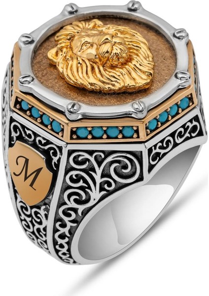 Aslan Başı Motifli Harfli Zorbey Serisi 925 Gümüş Erkek Yüzük fiyatları