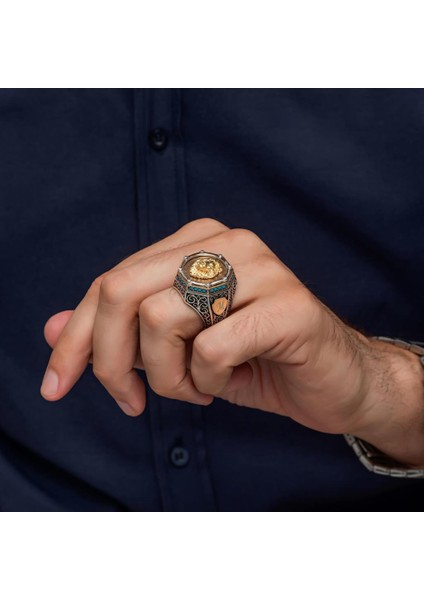 Aslan Başı Motifli Harfli Zorbey Serisi 925 Gümüş Erkek Yüzük fırsatları