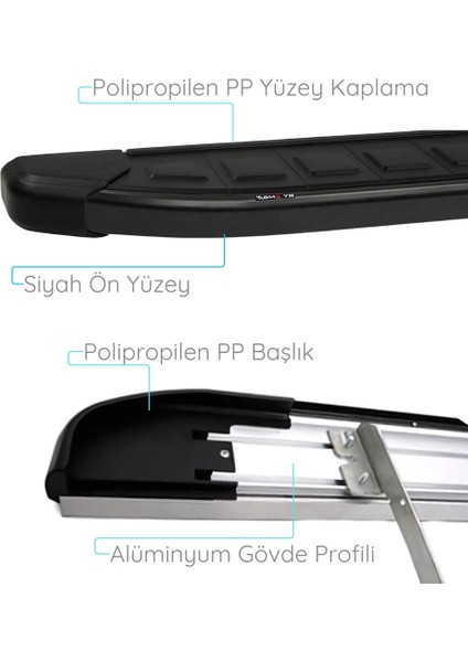 Vw Multivan T5 Yan Basamak Seti - Siyah, Kısa Şase, Proside | (2003-2023)