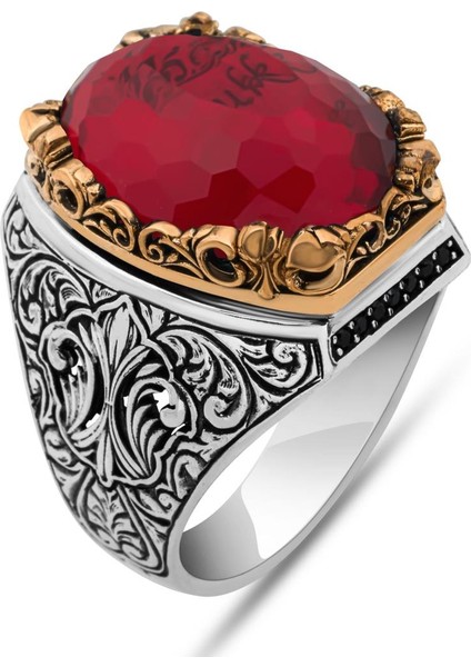 Isimli Kırmızı Taşlı 925 Gümüş Yüzük fiyatları