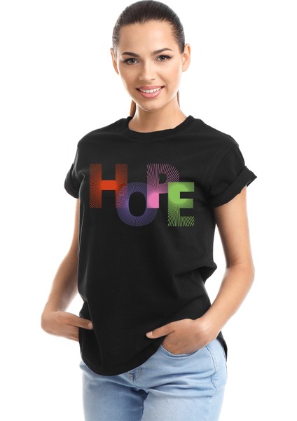Felix Dies Siyah Oversize Kalıp Hope Baskılı Unisex T-Shirt