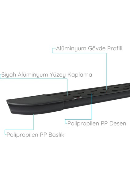 Peugeot Partner Yan Basamak Seti - Siyah, Uzun Şase, Dot Line | (2019+)