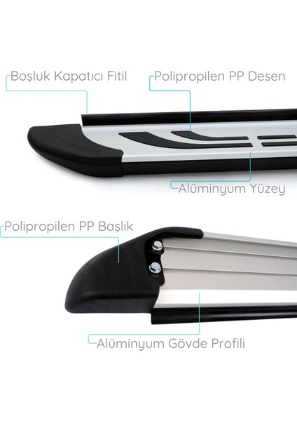 Volvo XC90 Yan Basamak Seti - Gri, Faba | (2015+) modelleri