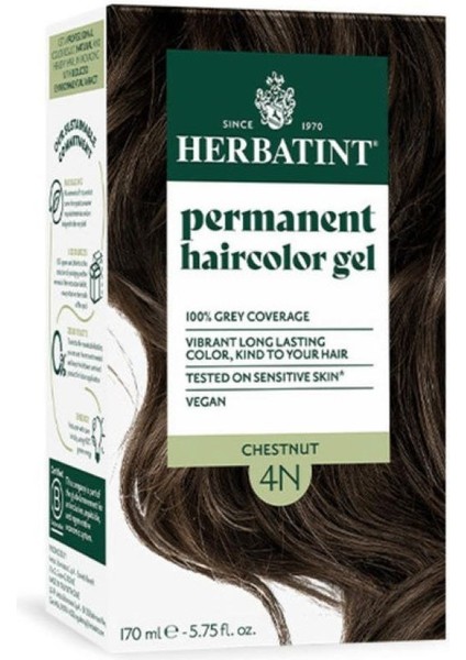 Hebatint Permanent Haircolour Gel 4n Brown 170 ml