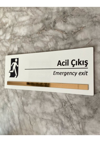 Bronz Aynalı Parlak Beyaz Seri Acil Çıkış Uyarı Levhası fiyatları