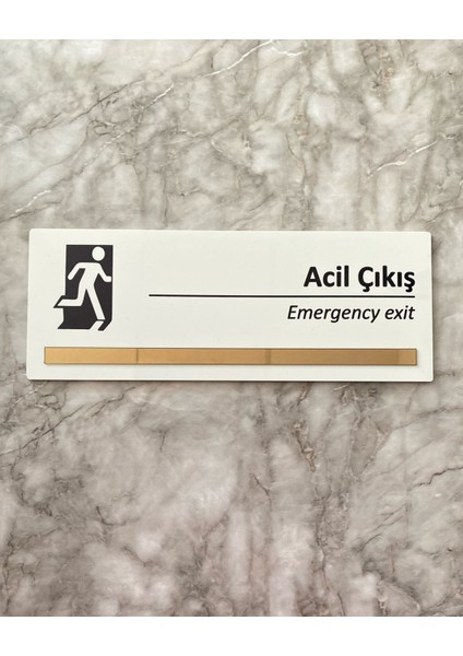 Bronz Aynalı Parlak Beyaz Seri Acil Çıkış Uyarı Levhası modelleri
