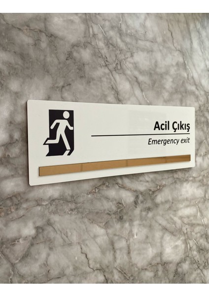 Bronz Aynalı Parlak Beyaz Seri Acil Çıkış Uyarı Levhası fırsatları