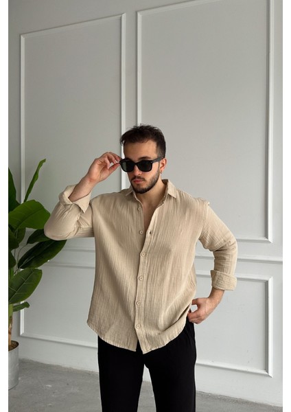 Tap Erkek Oversize Pamuk Gömlek