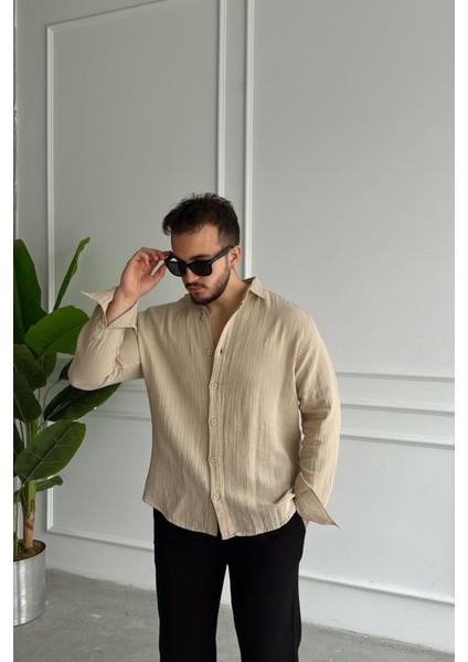 Tap Erkek Oversize Pamuk Gömlek