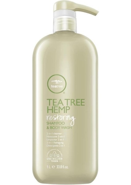 Tea Tree Hemp Kenevir Özlü Vegan Saç Vücut Bakım Şampuanı 1000ML