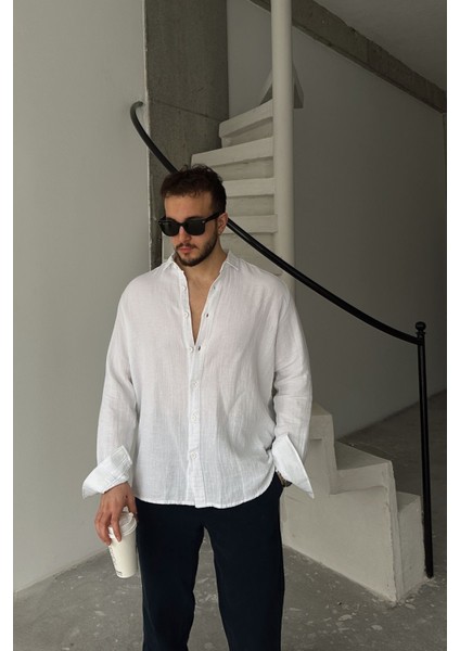 Tap Erkek Oversize Pamuk Gömlek