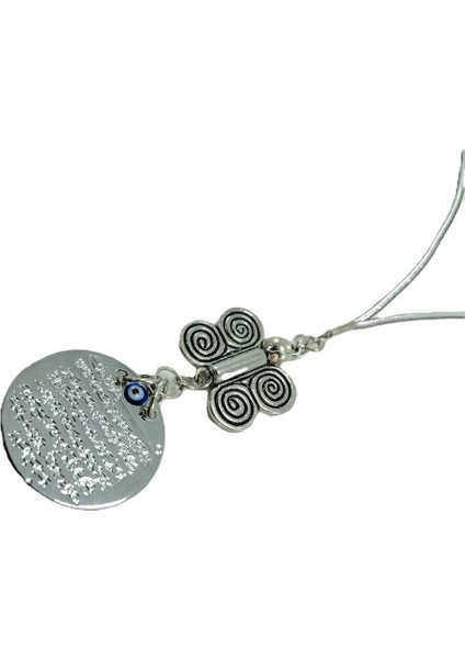 Gümüş Renkli Metal Ayetel Kürsi Araba Dikiz Ayna Süsü Metal Kelebekli Milimalist Hediyelik Aksesuar modelleri