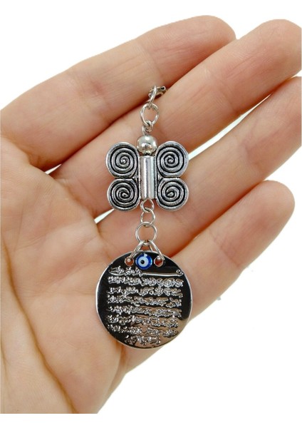 Gümüş Renkli Metal Ayetel Kürsi Araba Dikiz Ayna Süsü Metal Kelebekli Milimalist Hediyelik Aksesuar indirimleri