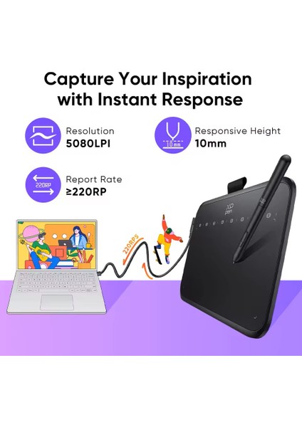 Deco 640 Grafik Tablet 16K 8 Tuş 60° Eğim Osu Android/windows/mac