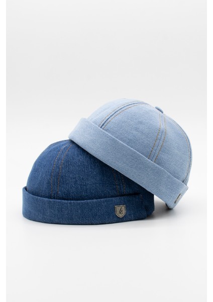 Unisex Denim Docker Cap Sipersiz Kot Şapka