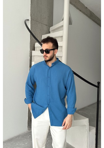 Napas Erkek Oversize Keten Görünümlü Gömlek