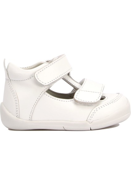 KP50 Kifidis-Kids Ilk Adım Unisex Çocuk Deri Ayakkabı 19-25 Düz Beyaz