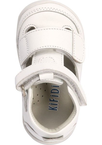 KP50 Kifidis-Kids Ilk Adım Unisex Çocuk Deri Ayakkabı 19-25 Düz Beyaz