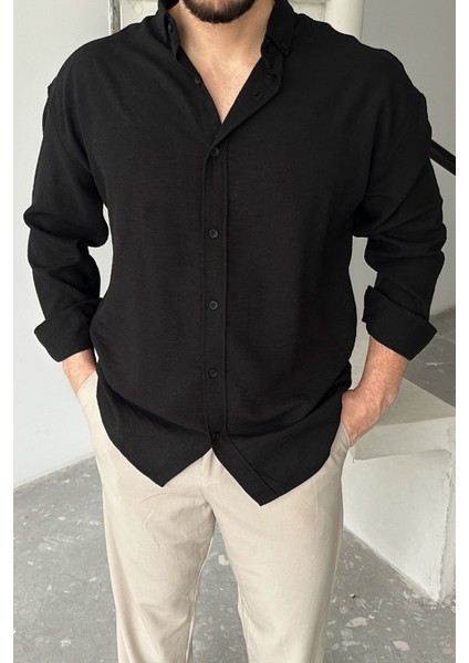 Napas Erkek Oversize Keten Görünümlü Gömlek modelleri