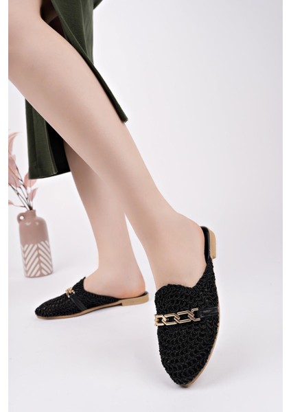 Hst-40 Tokalı Hasır Kadın Terlik Örgü Dış Mekan ve Ev Terliği modelleri