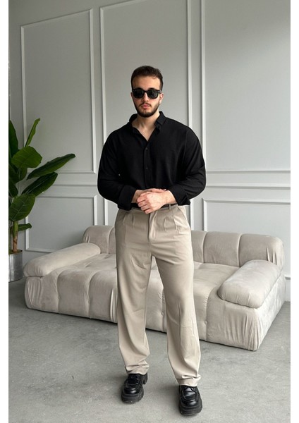 Napas Erkek Oversize Keten Görünümlü Gömlek