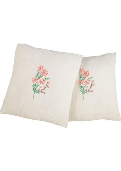 Dört Katlı Müslin Kırlent Kılıfı, Nakışlı, Düğmeli, Dekoratif, %100 Pamuk, 40X 40 cm ( 1 Adet ) fırsatları