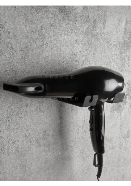 Saç Kurutma Makinesi Askısı, Metal, Siyah