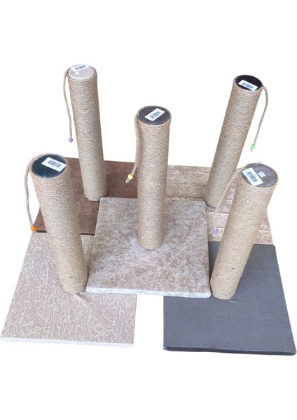 Kare Tabanlı Doğal Jut Kedi Tırmalama Tahtası 40 cm Karışık