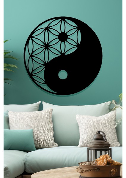 Irin Lazer Ying Yang Yaşam Çiçeği Ahşap Mdf Duvar Dekoru Tablo