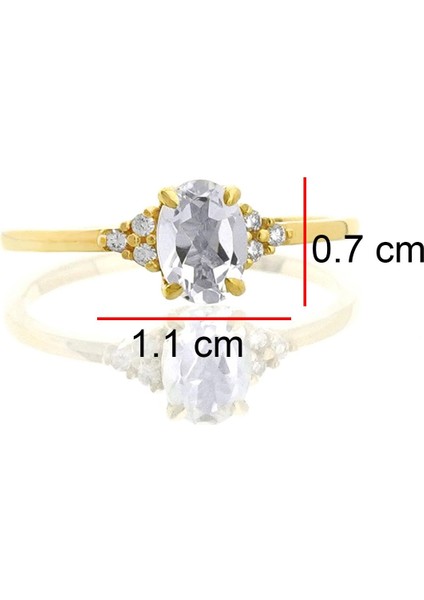 White Topaz Oval Tektaş Pırlanta Yüzük indirimleri