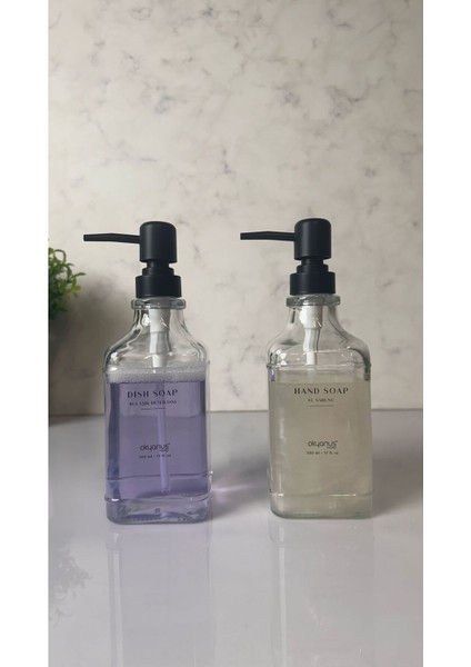 Siyah Pompalı Kare Cam Sıvı Sabunluk 500ml, şık ve dayanıklı tasarım